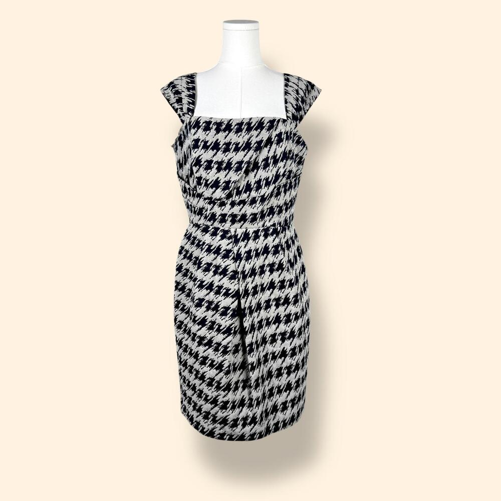 Women's Gianni Bini Blue Gray Houndstooth Dress Size 10